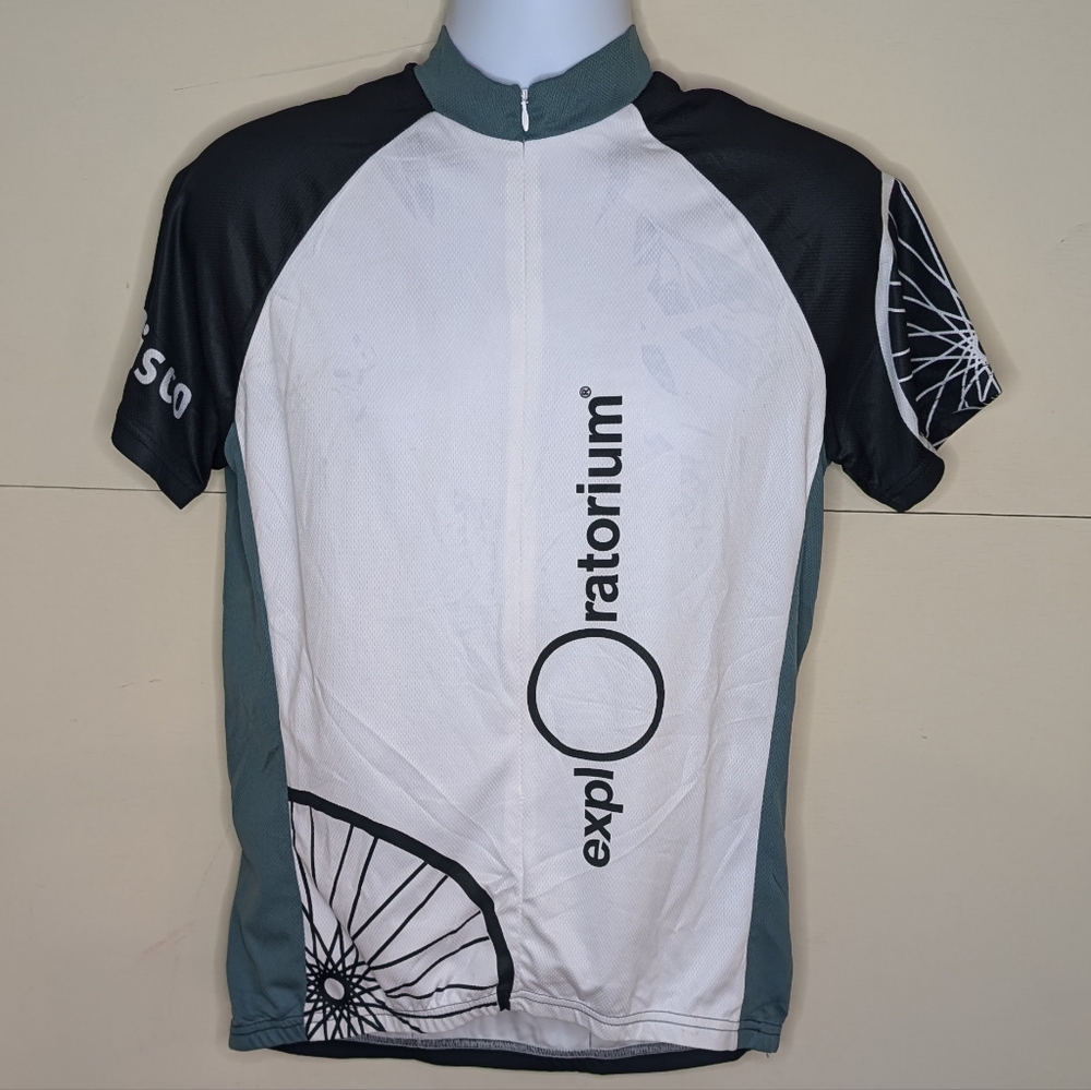 Black and White Cycling Jersey with Raglan Sleeves